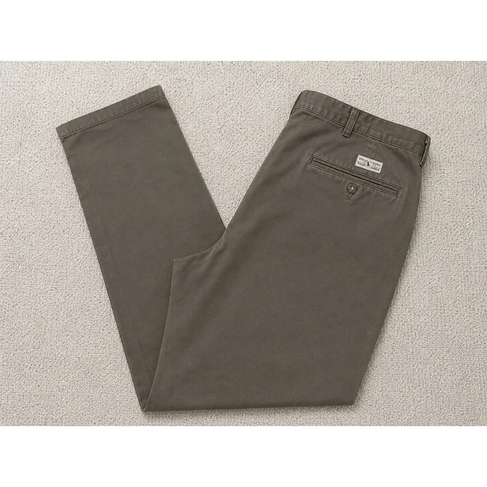Polo Ralph Lauren Andrew Pant Mens 40x32 Olive Pleated Chino Relaxed 100% Cotton